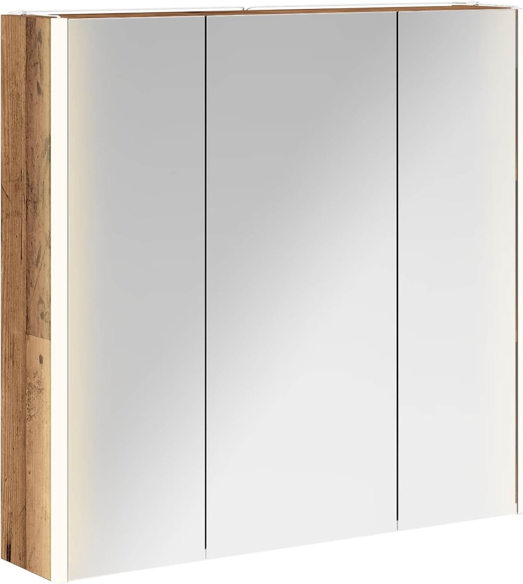 Badkamerspiegelkast met plank oud hout 73,5 x 15,5 x 70 cm, spiegelkast badkamer wandspiegelkast voor familiebadkamer kleedkamer 889261