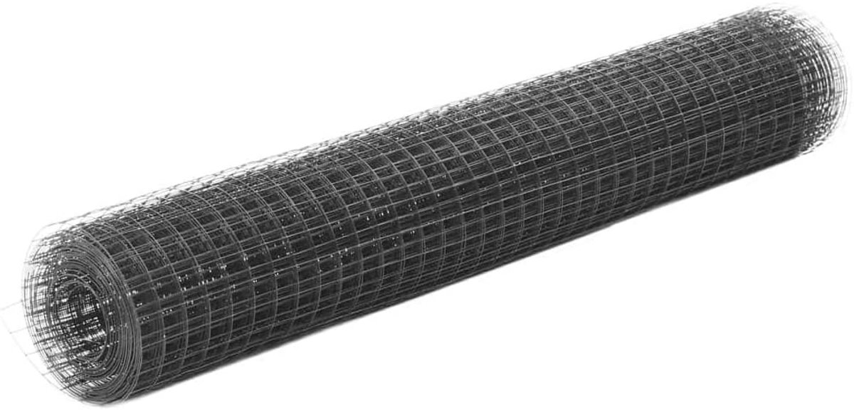 Yorten Draadgaas gaas gaas hek met PVC-coating - hondenhek kattenhek kippenhek grijs 10x1 m vierkante mazen maaswijdte 19 x 19 mm 0,9 mm