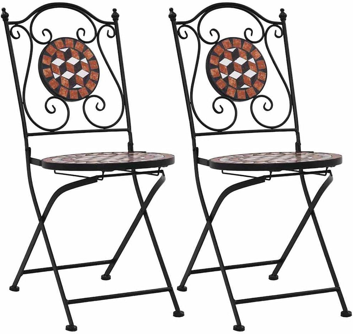 Bistrostoelen met mozaïek 2 stuks bruin van keramiek