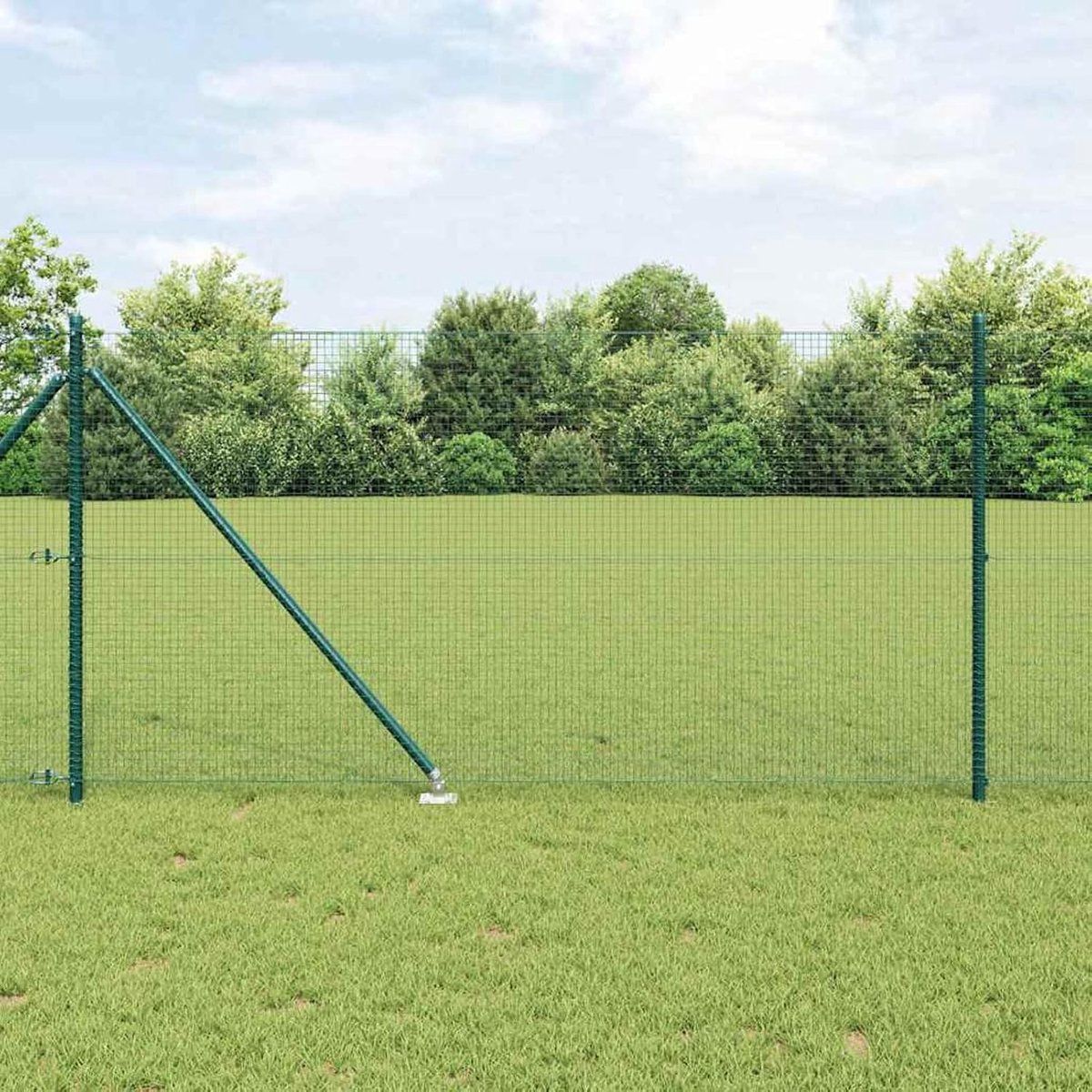 Set van 2 groene metalen en pvc, 25 x 1 m, duurzaam, metalen palen voor draadhekken, tuinhek, binnenplaats, kippenhok buiten