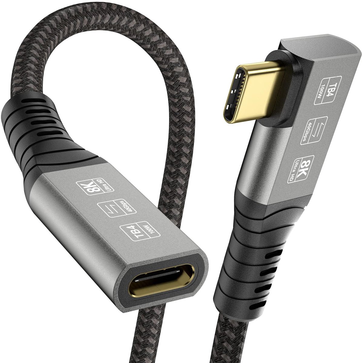 C Thunderbolt 4 Verlengkabel Haakse 0,8M, 100W Opladen