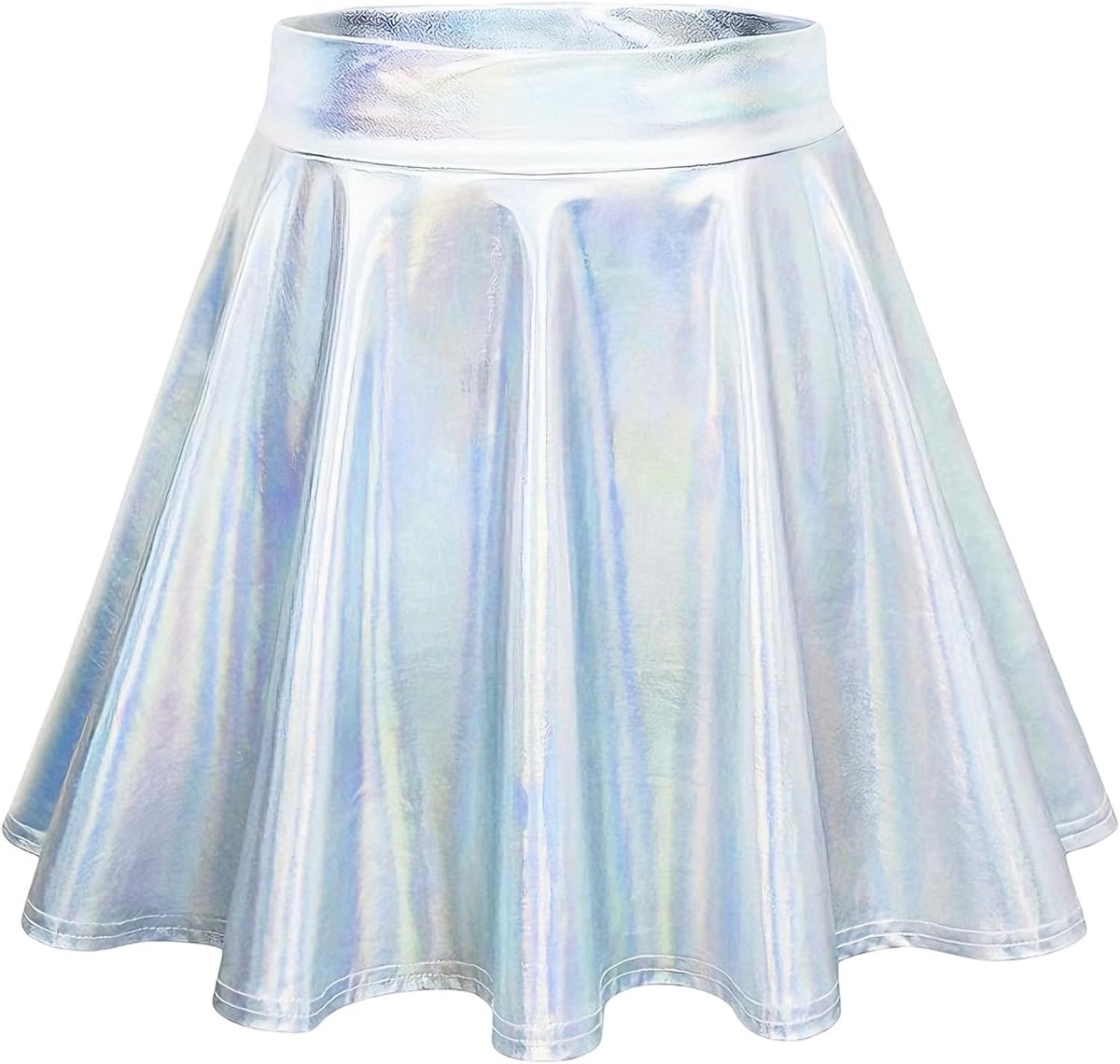Rok voor dames, mini-rok, zomer, kort, A-lijn, skaterrok, hoge taille, metallic plooirok, glanzende partyrok voor carnaval, cosplay