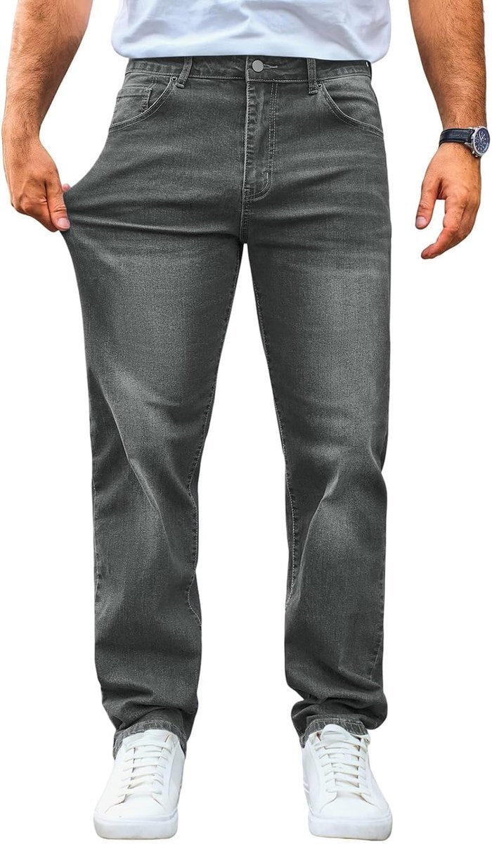 Jeans Heren Regular Fit Jeansbroek Vrije Tijd Stretch Denim Broek Mannen Casual Basic Broek