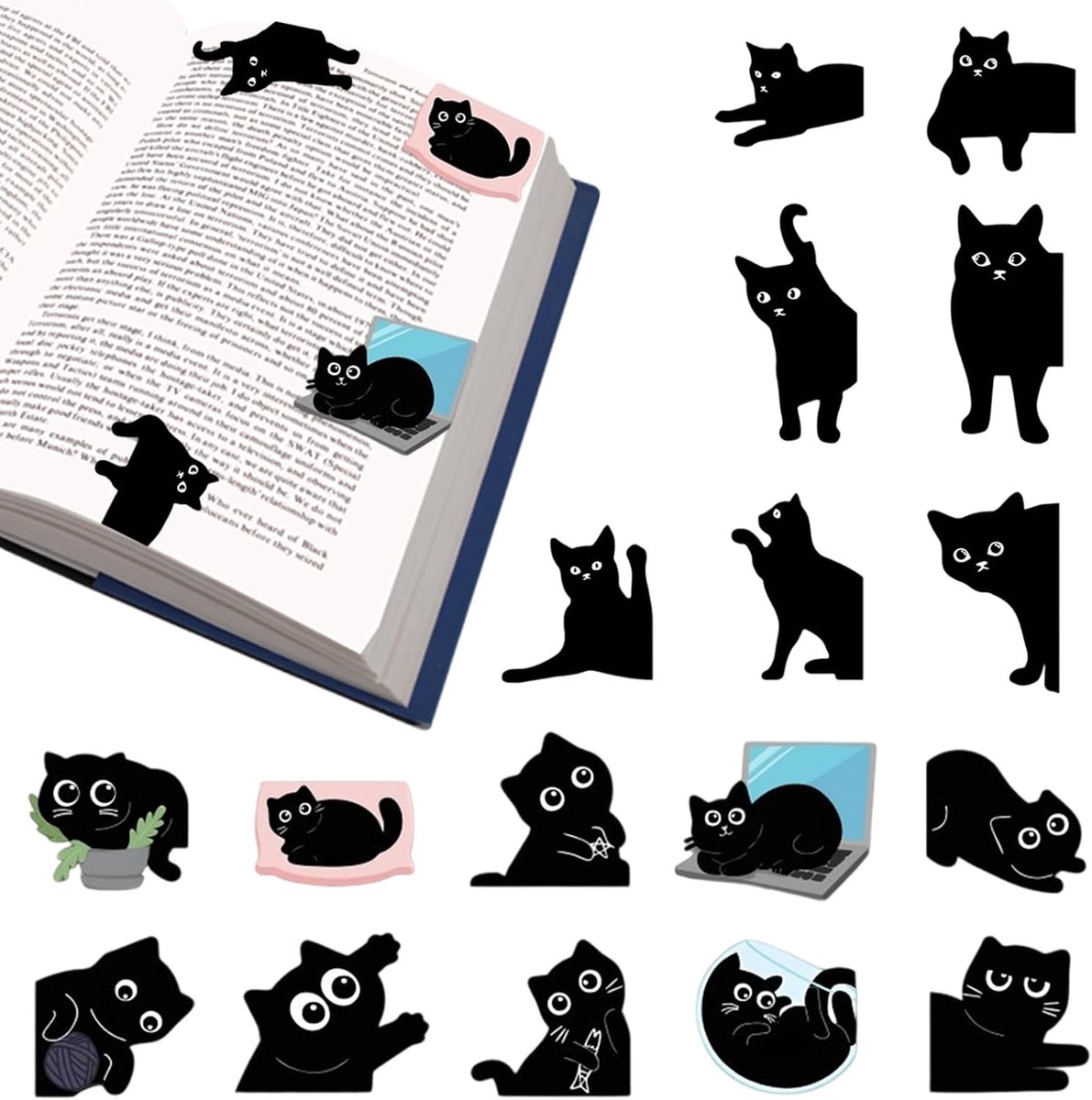 17 stuks kattenbladwijzer, magnetische bladwijzers met schattig