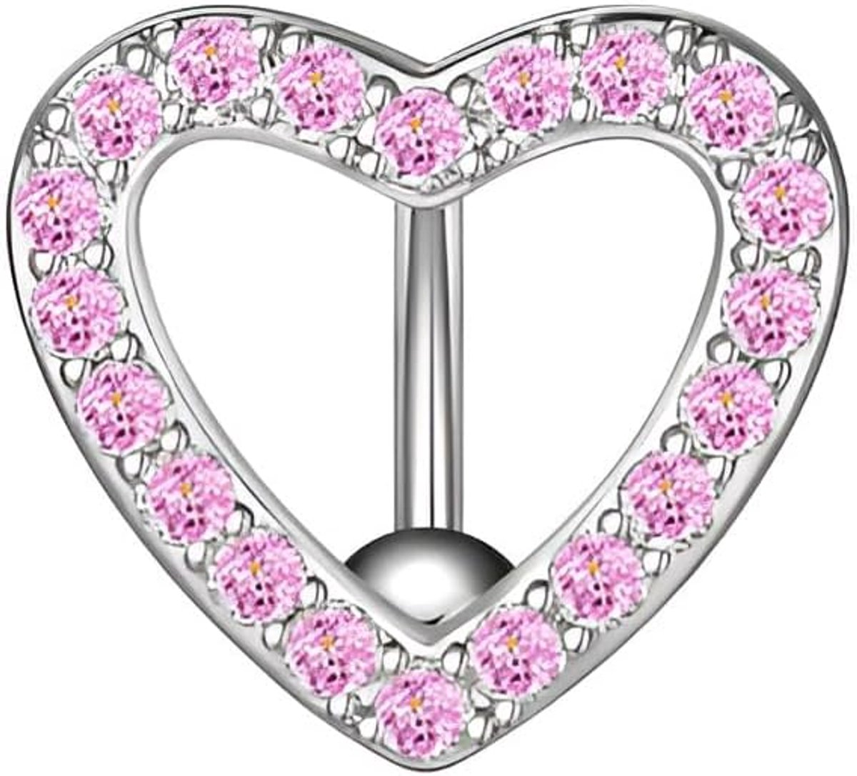 1 Pc 14G Zilver Liefde Hart Navel Ringen met Clear Zirkoon Rvs Navel Reverse Scharnierende Hypoallergene Piercing Sieraden voor Vrouwen
