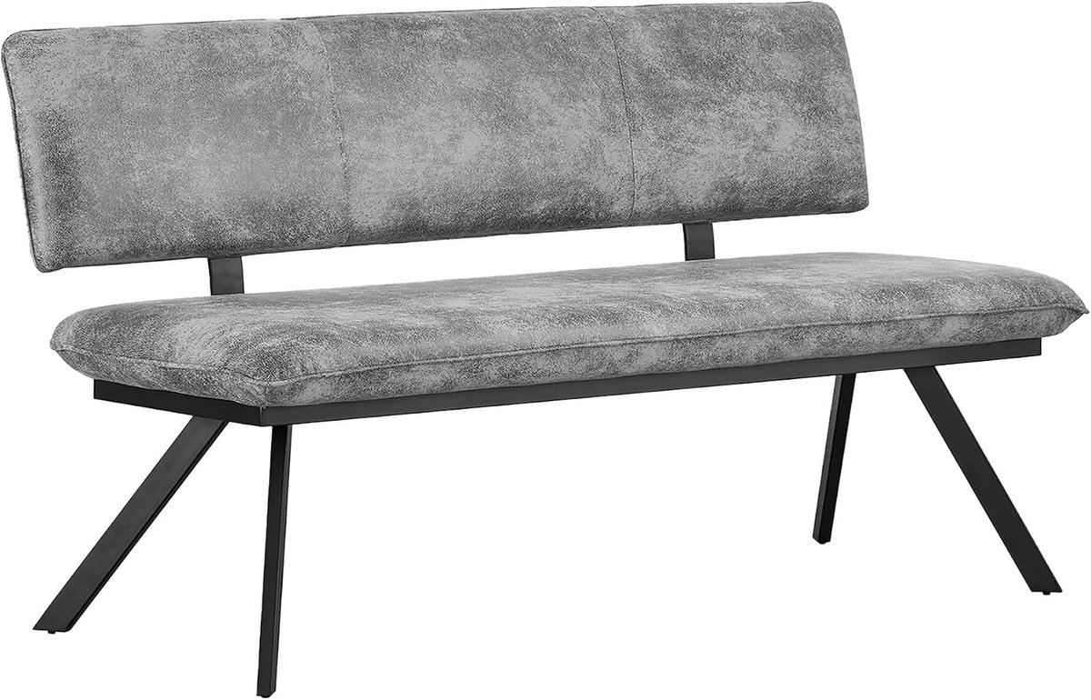 Home Zitbank JUNA, eetkamerbank 160 cm bekleed met rugleuning metalen frame voor eetkamer, hal, garderobe, industrieel modern design, suède look gris