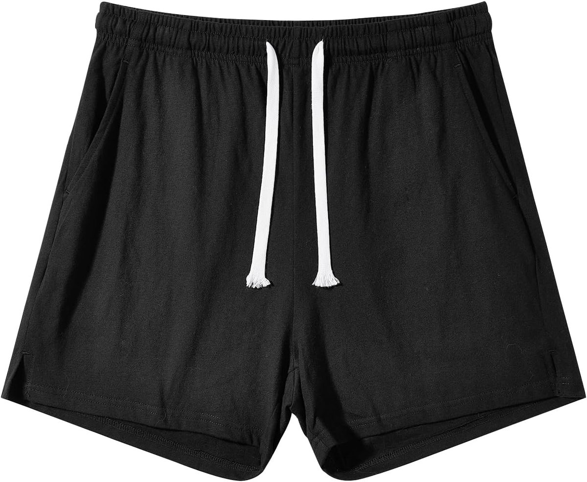 Coulee Slaapbroek voor heren, kort, katoen, 10 cm, lichte slaapshorts, korte pyjamabroek, pyjamabroek met zakken