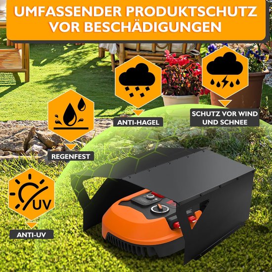 Garage voor robotmaaier, gegalvaniseerde beschermoverkapping, carport, overkapping voor grasmaaier, grasmaaier, met handschoenen en uv-bescherming, ideaal tegen regen en hagel, 78 x 60 x 34 — afbeelding 3
