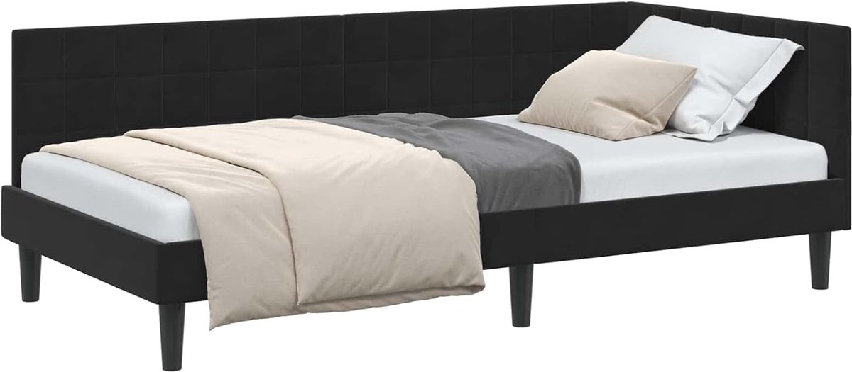 Sofa, zwart, 90 x 190 cm, fluweel
