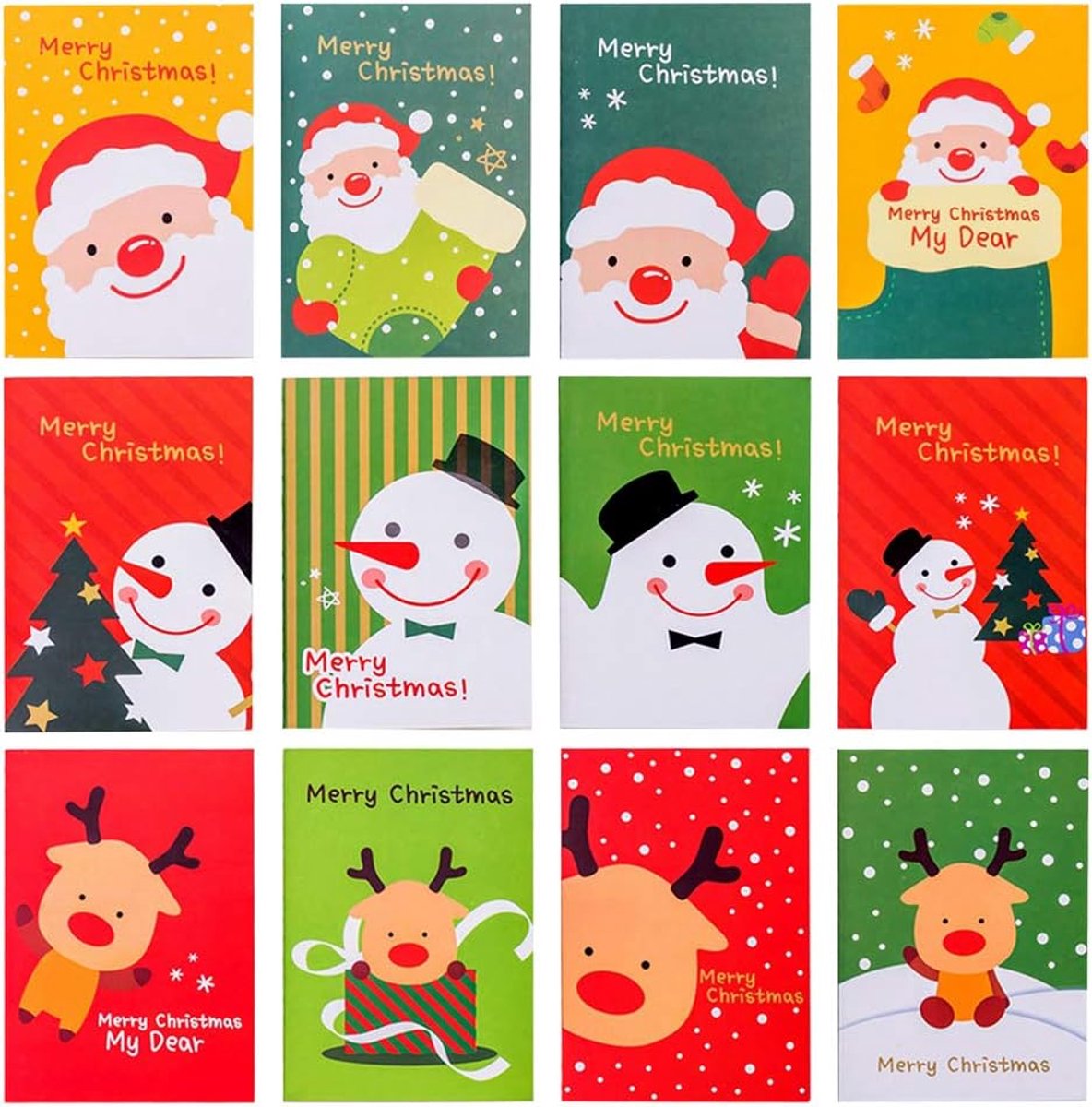 Notitieblokken voor kinderen, draagbare tas, notebooks, kerstman, sneeuwpop, rendierpatroon, notitieboek, grote kous, feestzak, vulstoffen voor meisjes en jongens, 12 stijlen