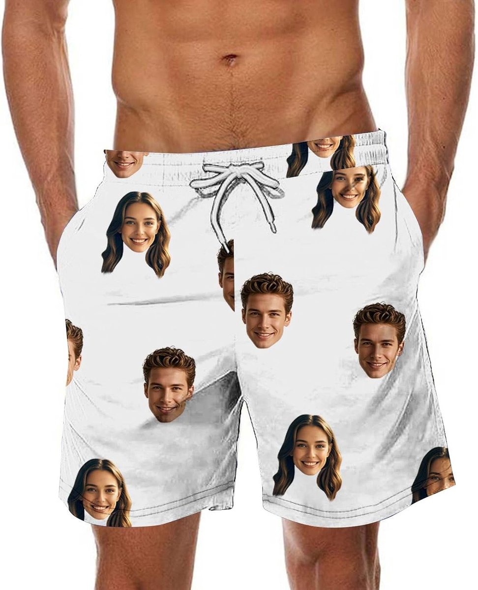 Generisch Badehose Personalisiert Herren - Badeshorts mit Gesicht Foto Bedrucken Lassen, Badehosen Lustig Männer Lustige Hawaii Swimming Shorts Lang Sommer Schwimmhose Schnelltrocknend