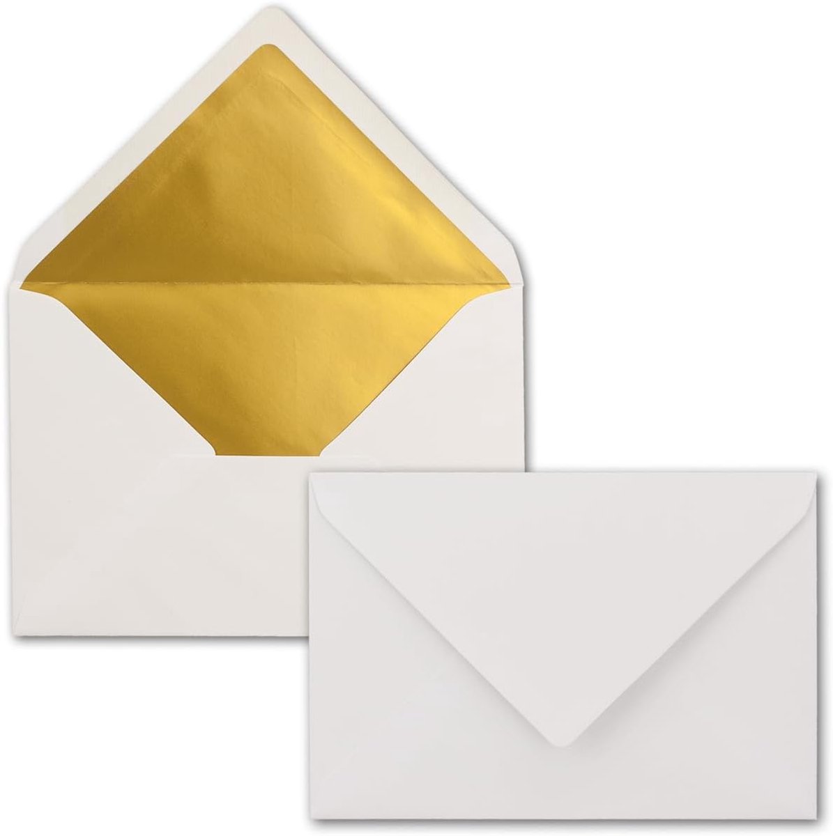 Kuverts in wit - 10 stuks - Brief-Umschläge DIN C6-114 x 162 mm - 11,4 x 16,2 cm - Natte kleefsluiting - matte oppervlakte & goud-metallic voering - zonder venster - voor uitnodigingen