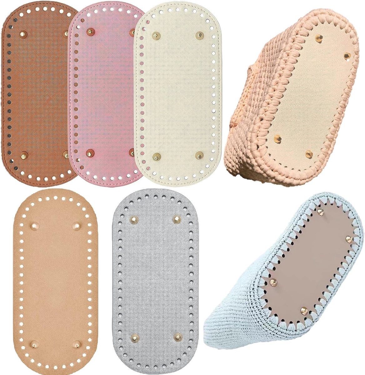 5-delige Haakset met PU Tasbodem 22x10cm voor Handgemaakte Tassen, Breiwerk en DIY Projecten