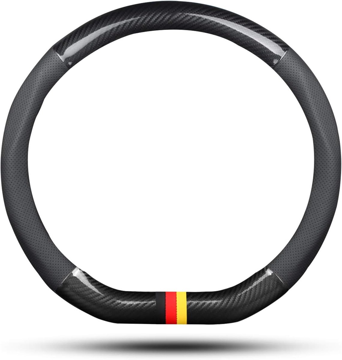 Stuurhoes voor auto, koolstofvezel en PU-leer, antislip, voor diameter 38 cm (15 inch) (zwart-G)