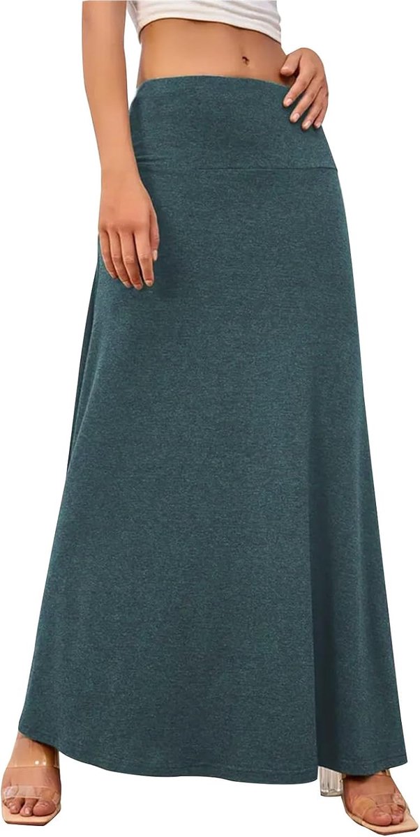 Dames lange rok elastische volledige lengte vrouwen hoge taille maxi yoga rok