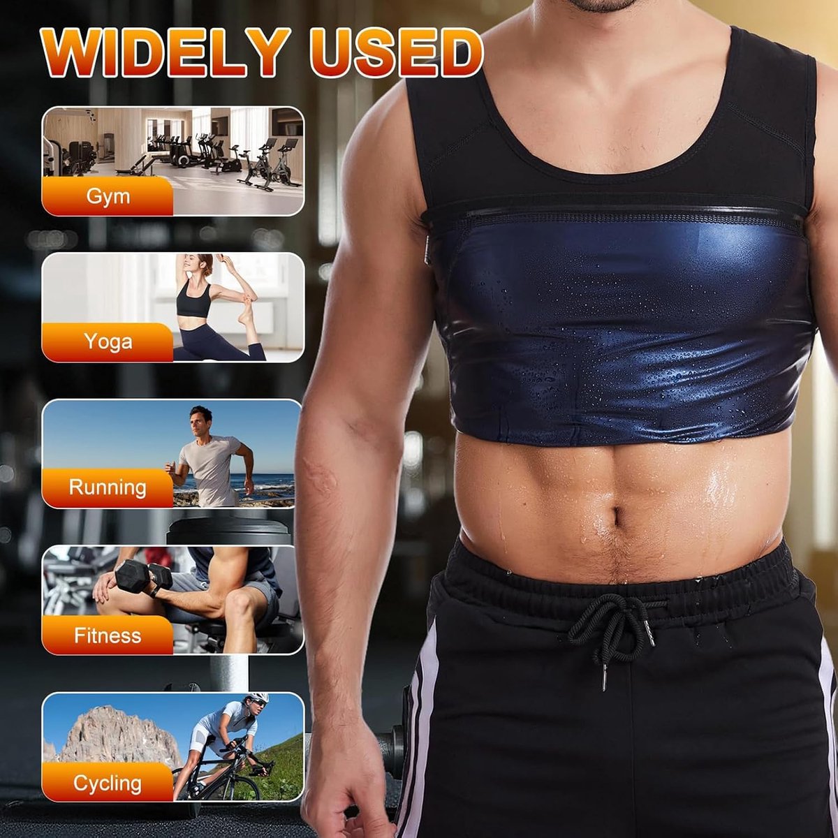 Buikafslankriem voor heren, afslankgordel voor het afslanken van de buik, vormende tanktop met sauna-effect voor fitness en sport, lendensteun, grote maten 4XL/5XL