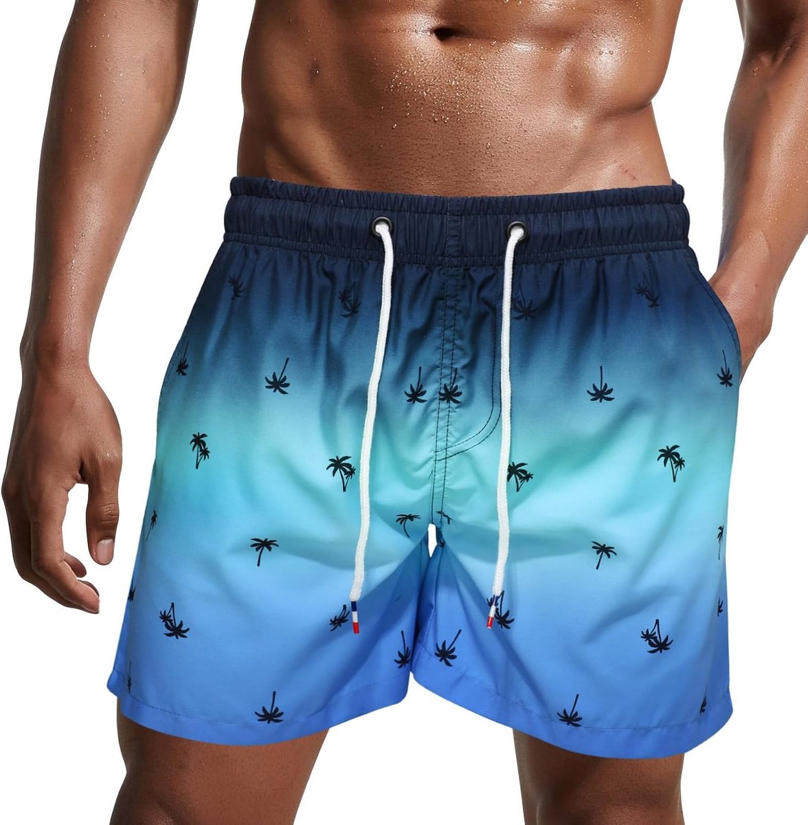 herenzwembroek, sneldrogende korte strandbroek, korte surfbroek met voering van gaasstof