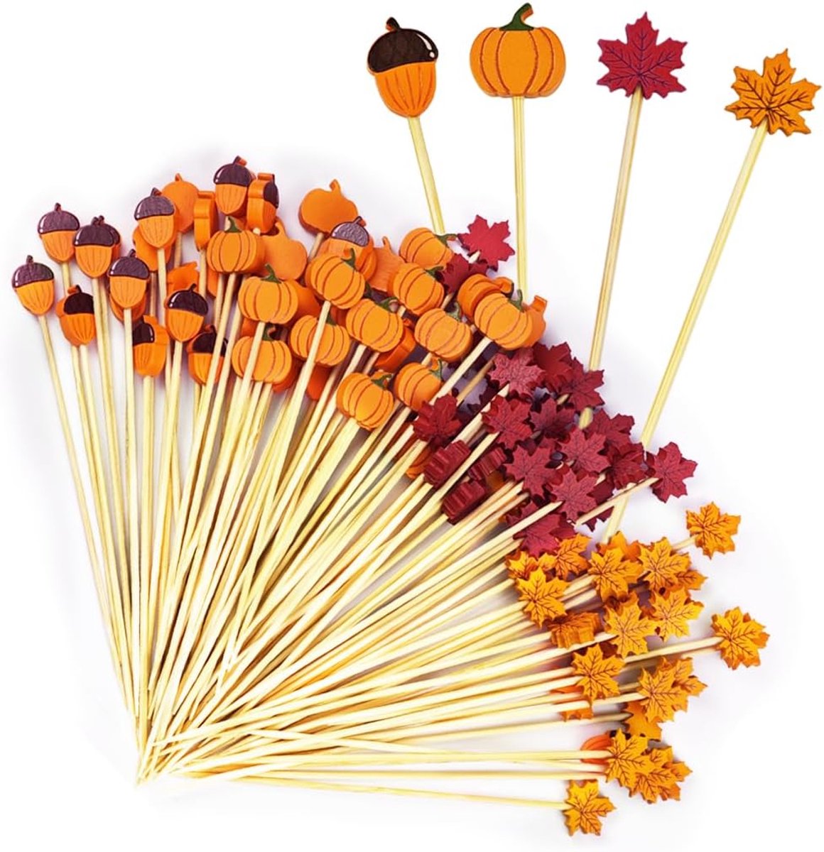 Cocktail Sticks Handgemaakte Houten Cocktail Spiesjes Houten Tandenstokers Cocktails Accessoires (Herfst)