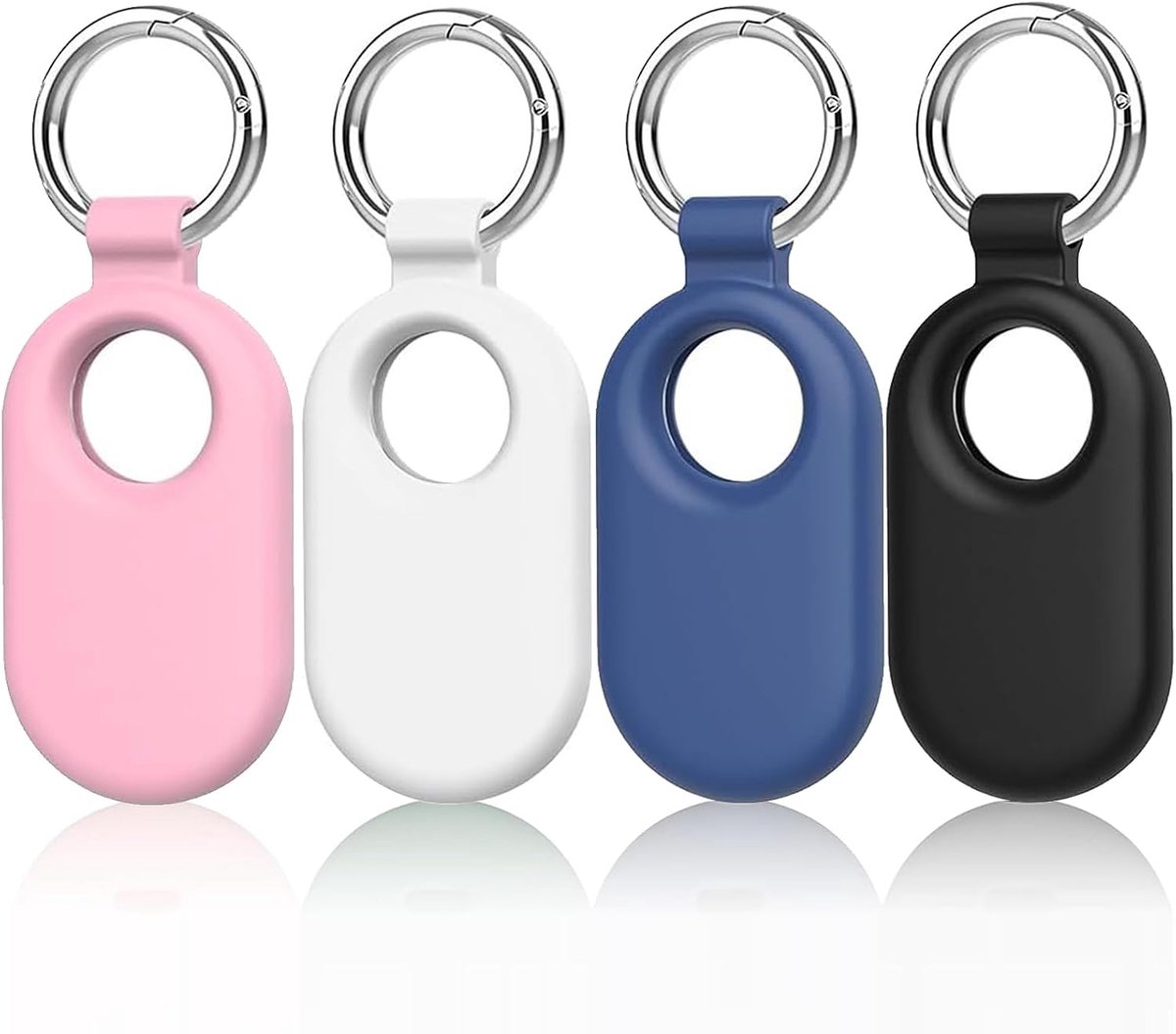 4-pack beschermhoes voor Galaxy SmartTag 2, siliconen beschermhoes voor Galaxy SmartTag 2023, anti-kras Samsung Smart Tag 2 hoesje met sleutelhanger, compatibel met sleutels, huisdieren, bagage,