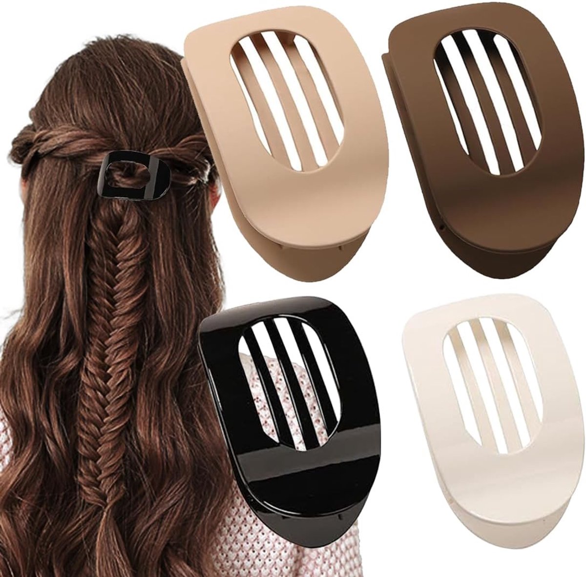 Haarspelden in neutrale kleur mat met platte clip voor dik en dun haar, antislip en robuust, haarklemmen voor dames