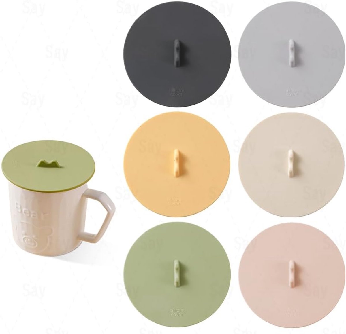 glazen afdekking, drinkglas, 10 cm, kleurrijk, anti-stof, siliconen deksel voor glazen, voor drinkglazen, voor waterbekers, koffiekopjes, thuis en buiten, 6 stuks
