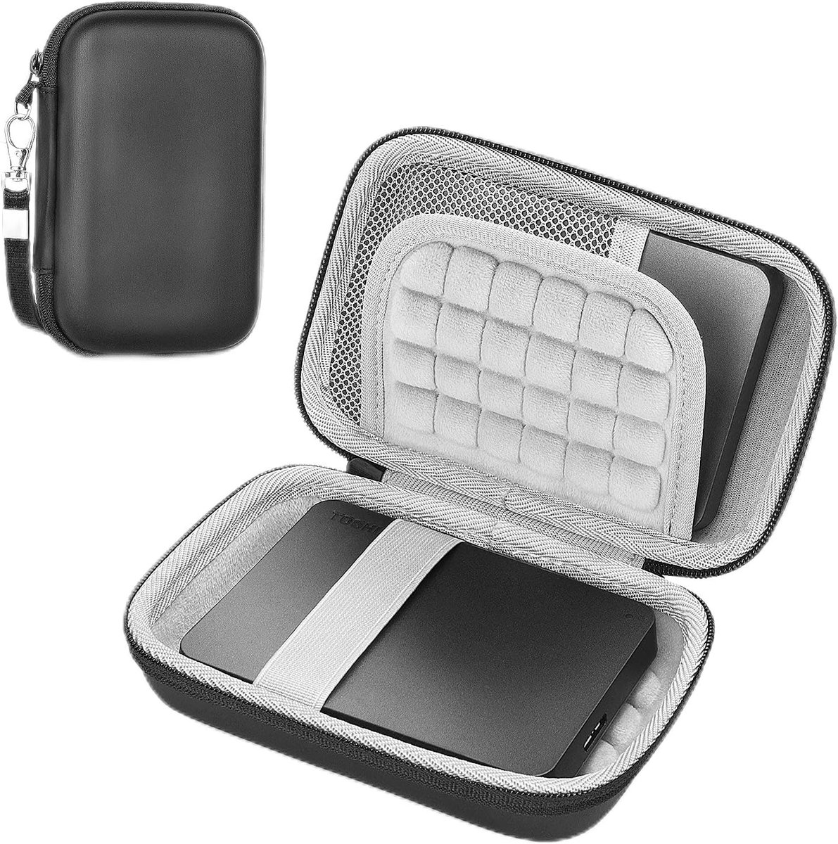 Beschermhoes voor externe harde schijf TOSHIBA Canvio Basics/Western Digital WD Elements/Seagate HDD Case, draagbare externe harde schijf, schokbestendig, harde schaal cover case (grijs)