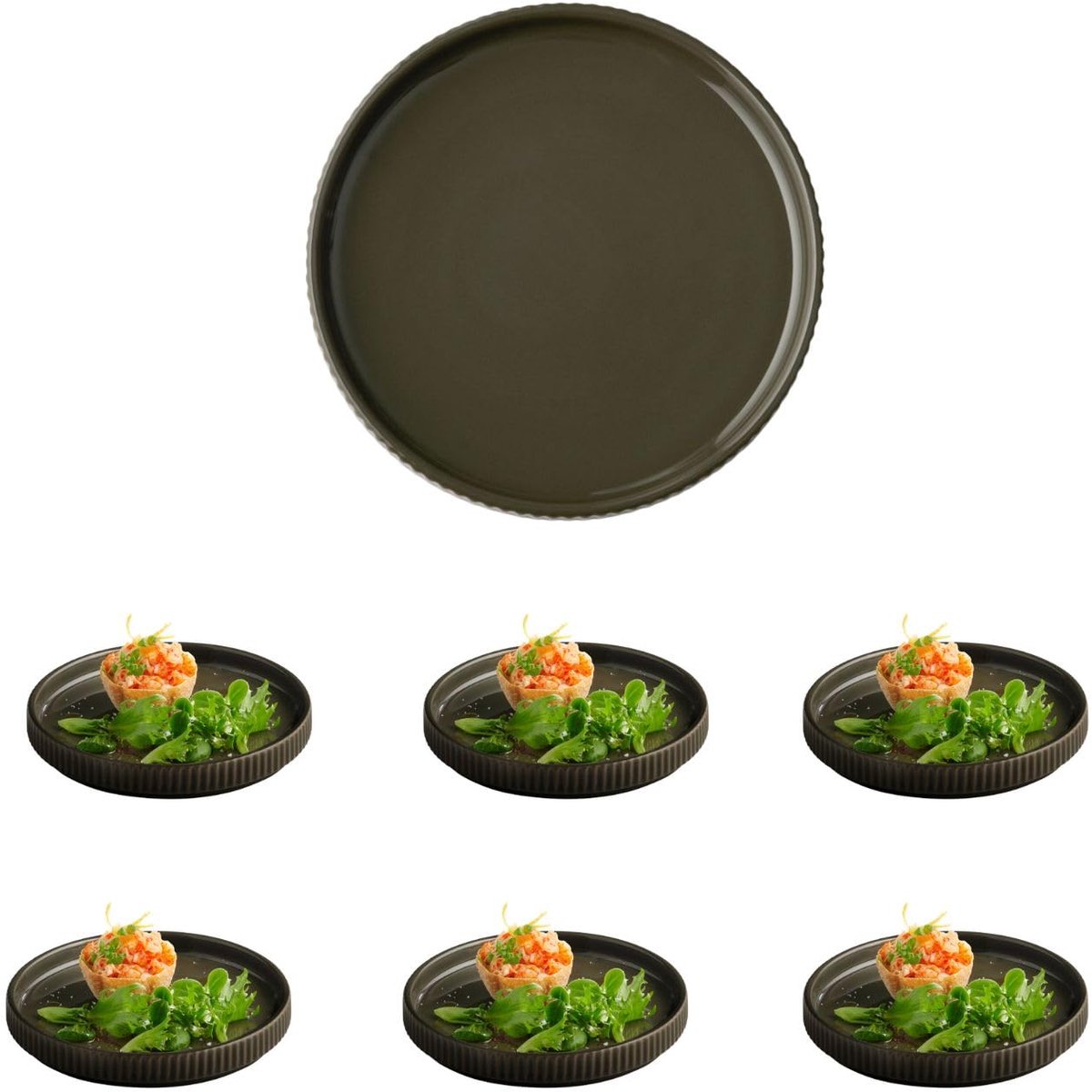 APS The Grid Dinerbord - Bordenset - Porseleine borden - Stapelbaar - Zand Beige - 16 cm (6 stuks)