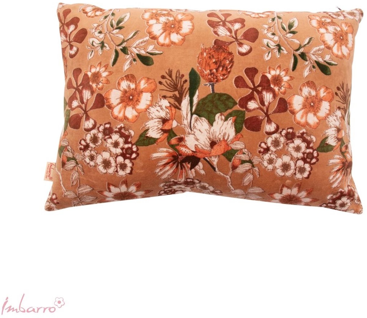 Imbarro Home & Fashion Imbarro - Sierkussen - Kussen - Essence - Camel - Velours - Bruin - Bloemenprint - 40x60cm Camel Bruin