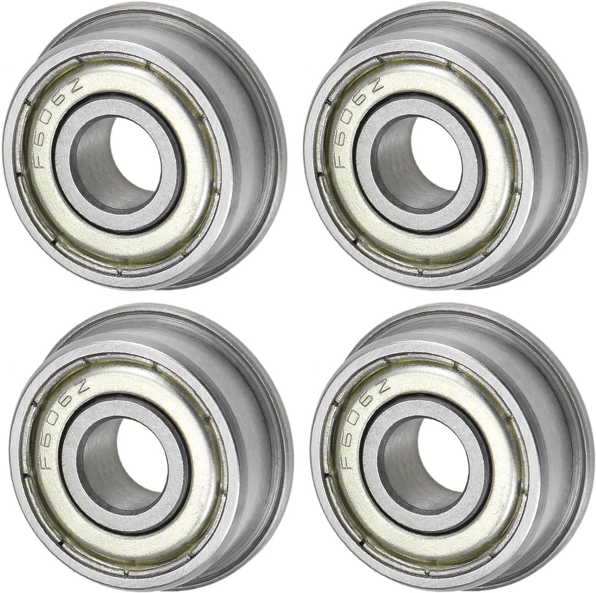 4 stuks F606ZZ flenskogellagers 6 x 17 x 6 mm dubbel metalen afgeschermd chroomstaal (GCr15) flenskogellagers voor kruiwagens/printers/faxapparaten/elektrisch gereedschap