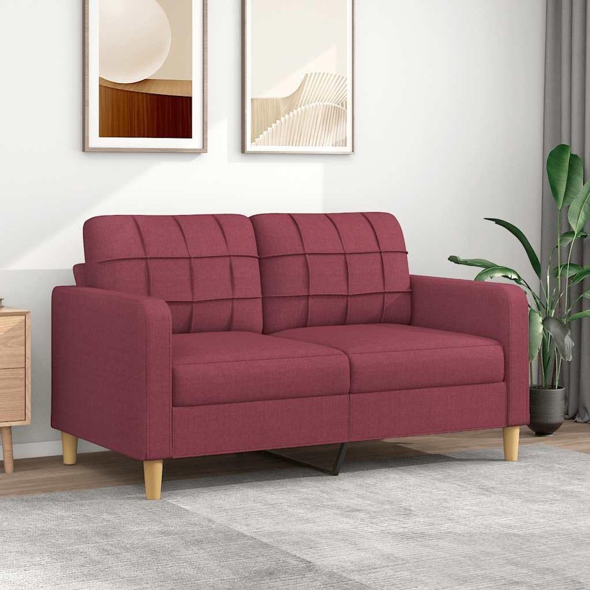 2-zitsbank, 140 cm breed, stoffen stoel met duurzame bekleding en robuust metalen frame voor duurzame stabiliteit, ademende bekleding, comfortabel