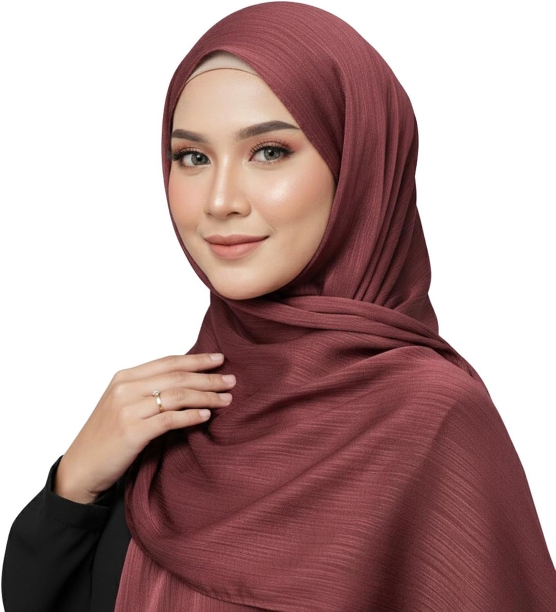 Zijden hijab voor dames, elegante gekreukte hijab wikkelsjaal, zachte ademende lange sjaal, lichtgewicht, glad, bescheiden hoofdbedekking