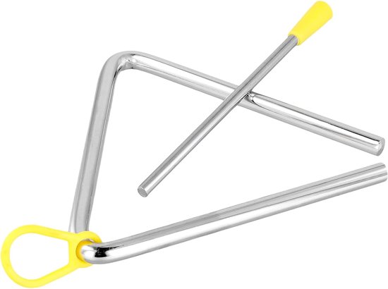 6 stuks driehoek muziekinstrument, 12,7 cm driehoek percussie, driehoek instrument met stokje, zilver — afbeelding 4