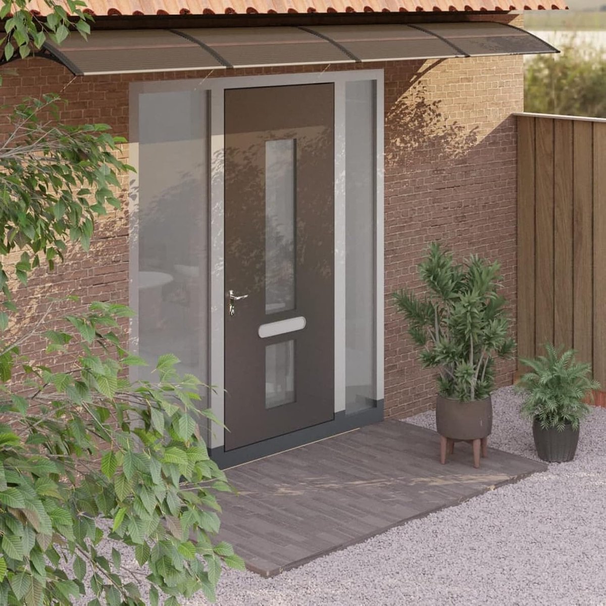 Afdak voor deur, ingang, buiten, van polycarbonaat, zwart, 400 x 100 cm, luifel voor ramen, buitendeur, luifel voor ramen