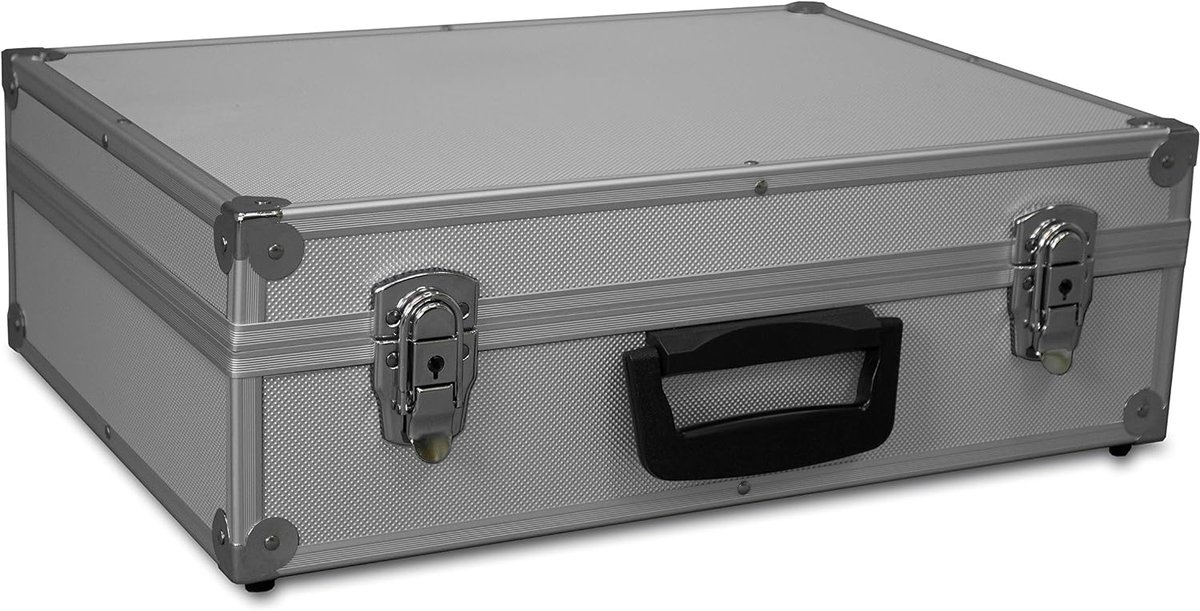 Transportkoffer met aluminium frame voor gereedschappen, camera, meetapparatuur | Schuimrubber-bekleding | 10kg draagvermogen | 440x300x130mm, zilver, 440x300x130mm