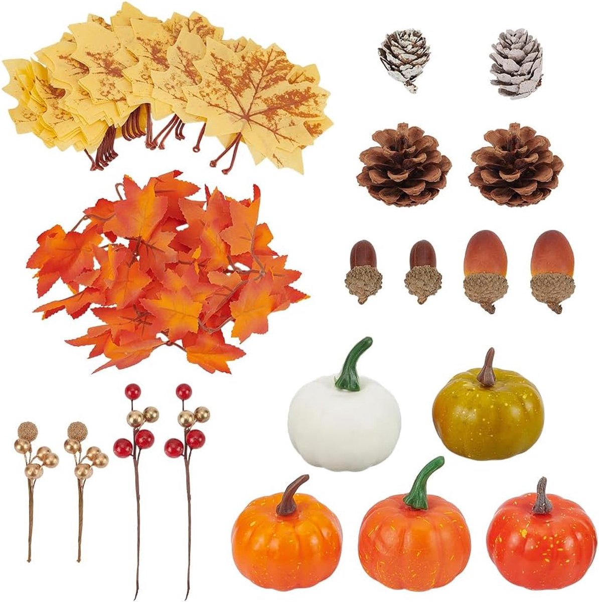 57 stuks herfstdecoratie voor thuis kunstpompoen