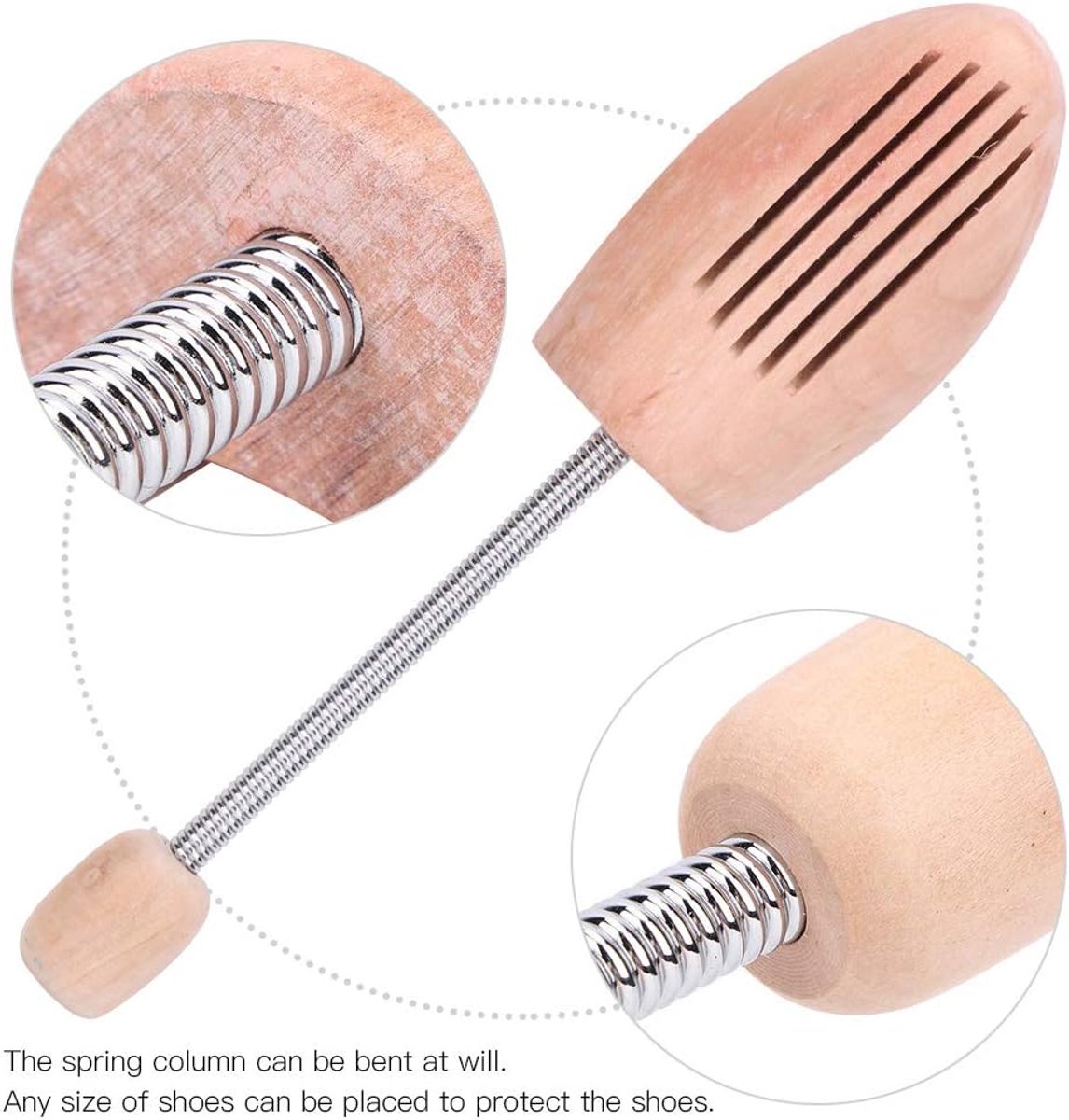 2 schoenspanners voor mannen en vrouwen, variabele houten latten, anti-vervorming, anti-rimpel hout, dames, heren, schoenenrek met veerzuil