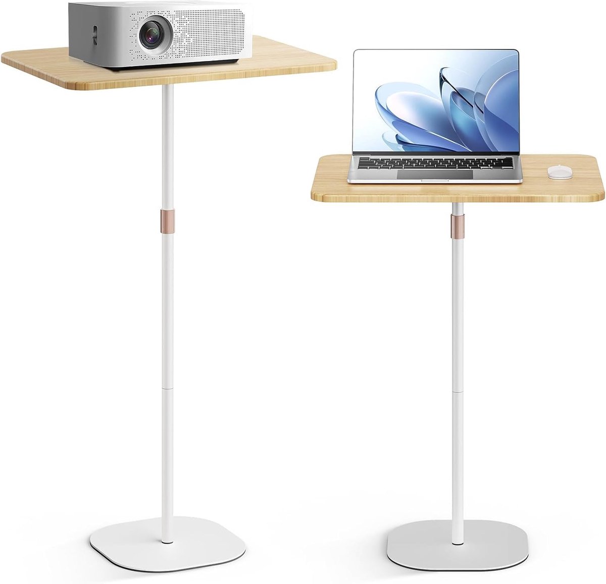 Sta-bureau, in hoogte verstelbaar, stabiele statafel, 46-120 cm, staande desk, laptoptafel, in hoogte verstelbare tafel voor kantoor, thuiskantoor, kleine statafel, flexibel verstelbaar, wit