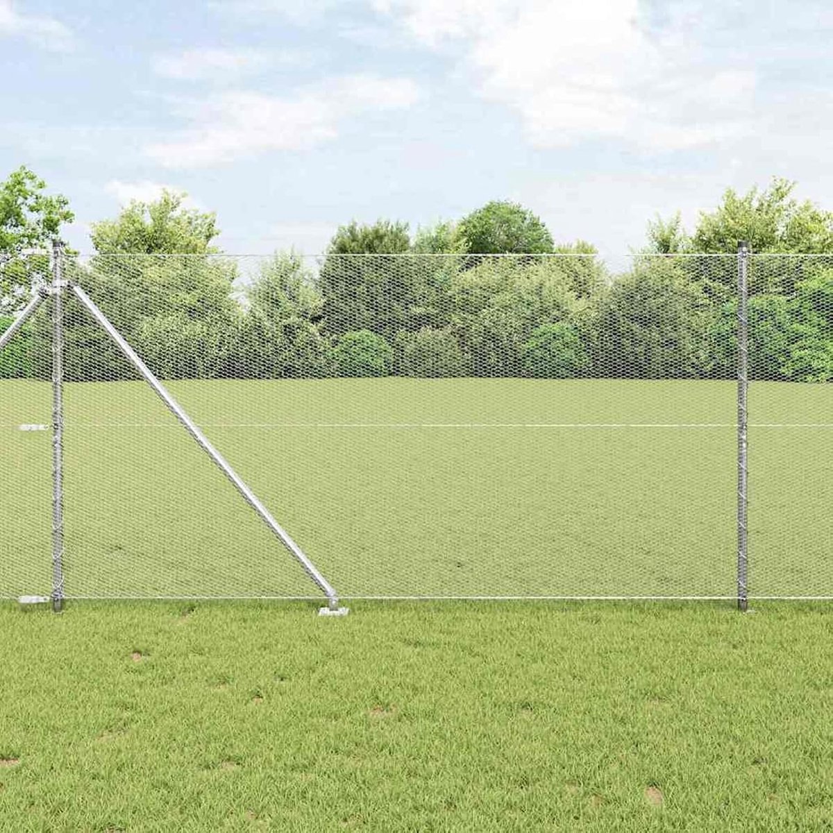 Palen met punt 7 stuks Ø 32 mm 160 cm verzinkt staal, hekstangen metalen palen voor draadhekken, tuinhek, weideomheining buiten, 3353348