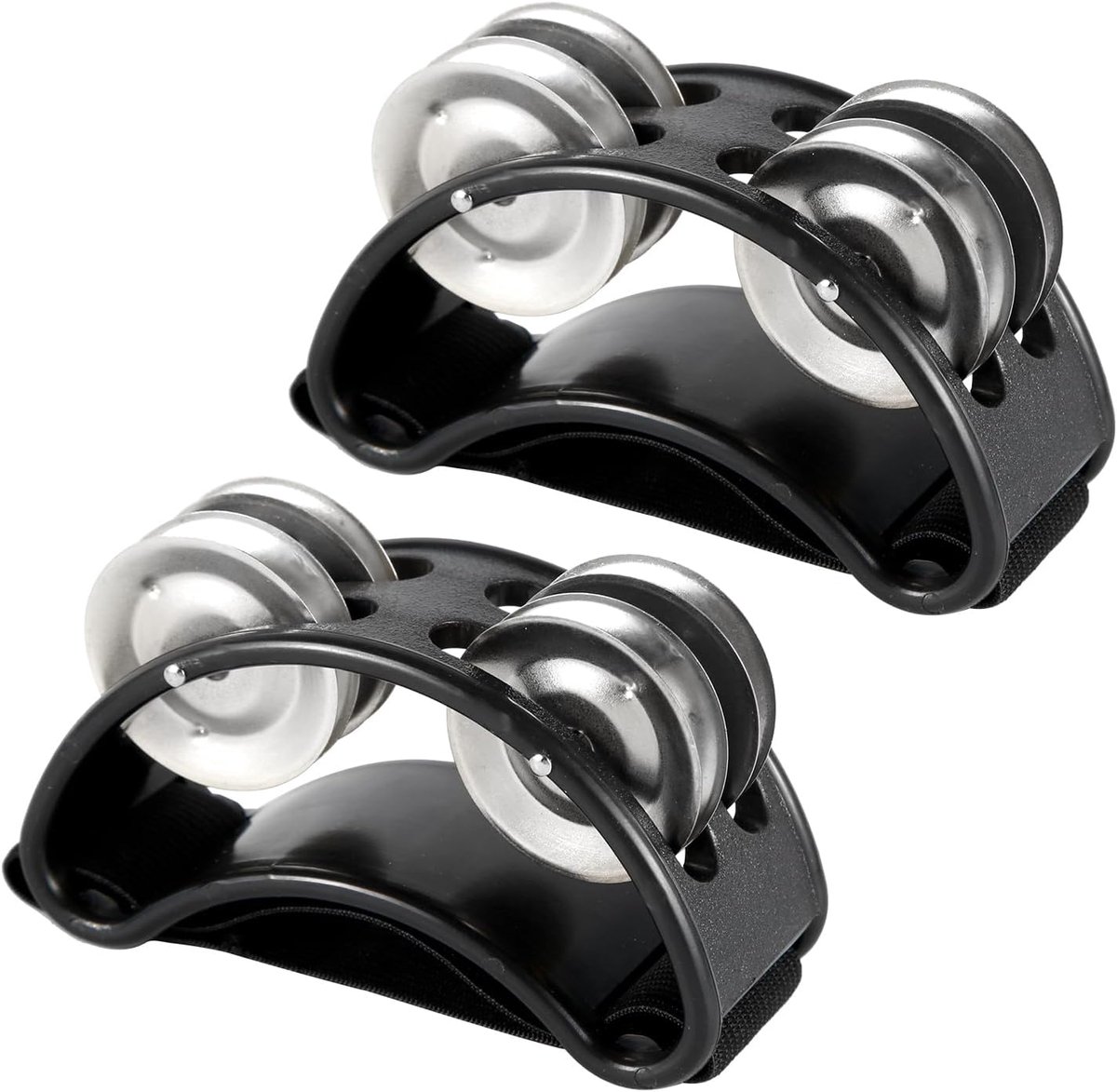 2 Stuks Voettamboerijn, Voetschudder Percussiepedaal Voetdrum met Stalen Jingle Bells Muziekinstrument Accessoires voor Concerten Feesten Drum- En Gitaarspel (Zilver)