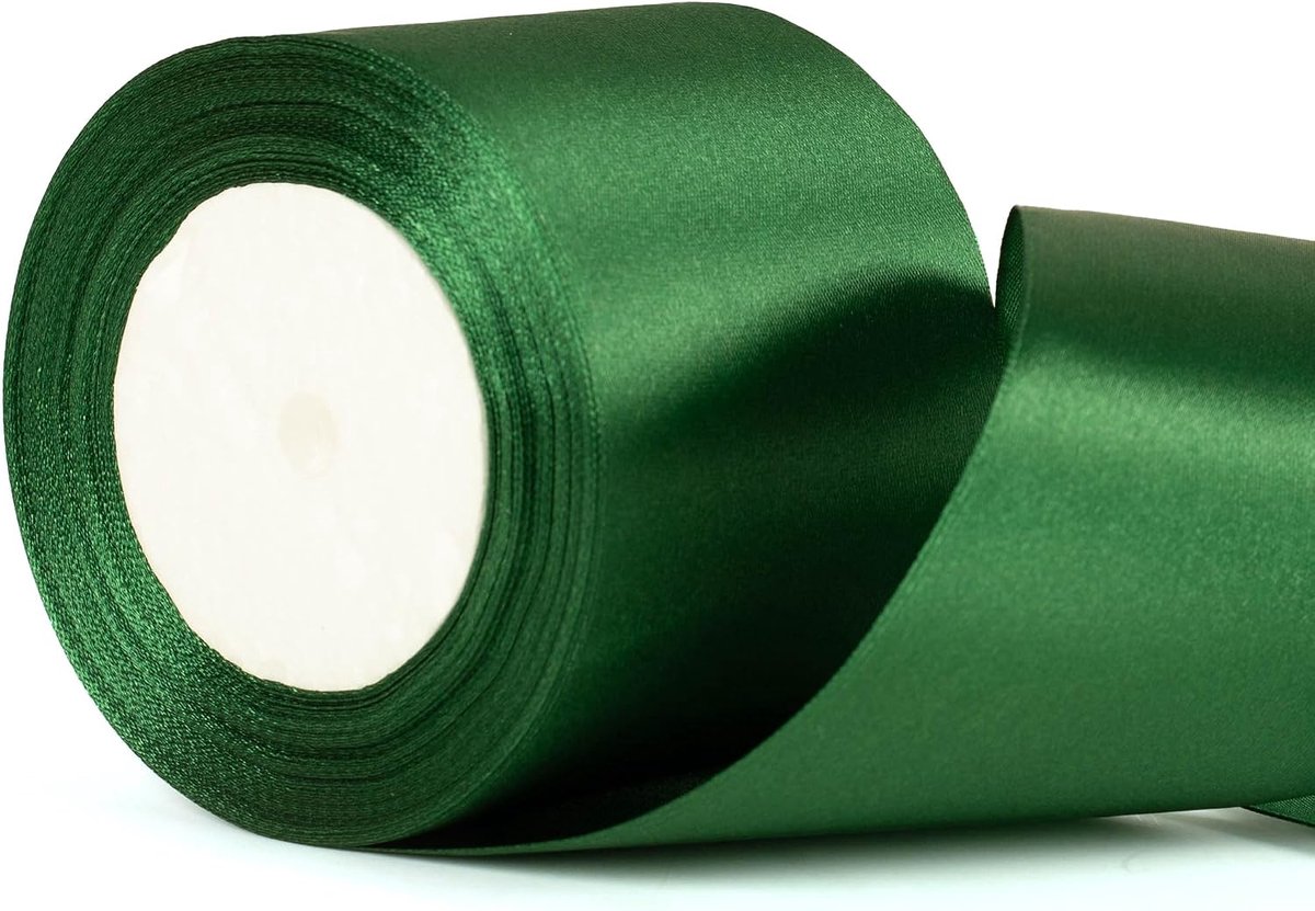 75 mm breed donkergroen lint, 3 inch dik donkergroen satijnen kerstlint voor cadeauverpakkingen, boeketten, kerstknutsels, trouwauto's, strikdecoratielint