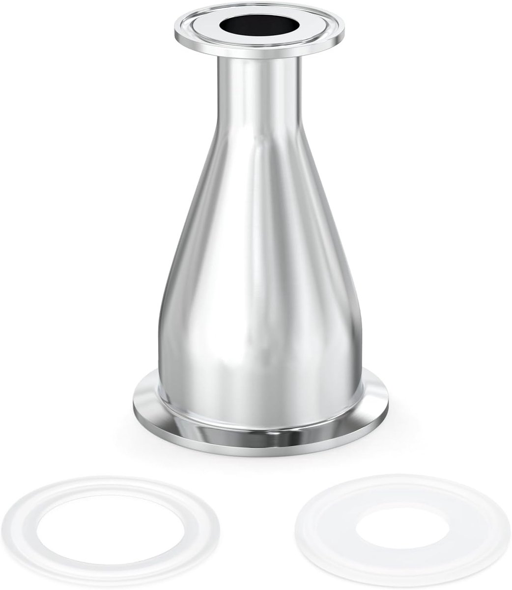 1 stuk sanitaire fitting verloopstuk roestvrij staal 304 Tri Clamp ferrule-stijl 1.5" buisbuitendiameter naar 3/4" buisbuitendiameter (38 mm x 19 mm)