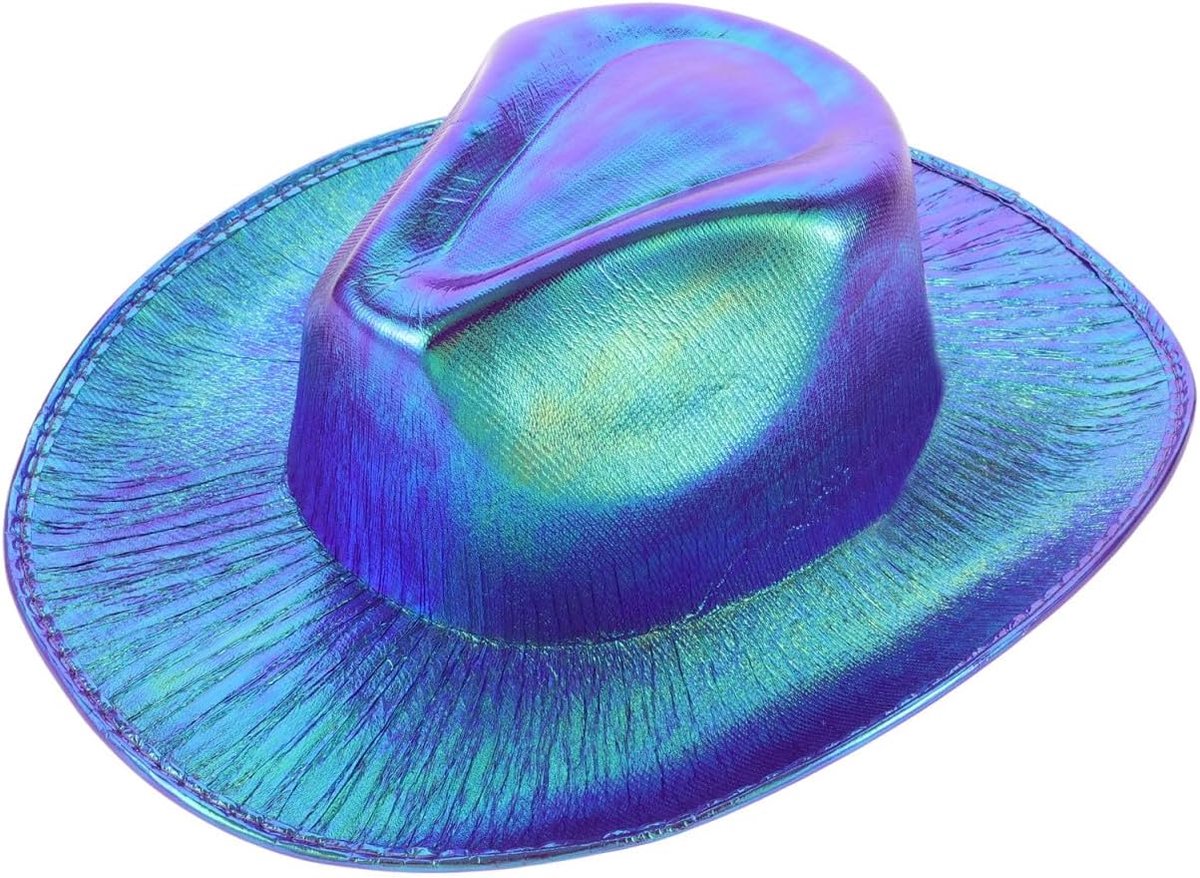 Glinsterende cowboyhoed voor dames en heren, holografische cowgirl-hoed voor feestjes, carnaval en bruiloften, draagbaar, stijlvol, outdoor-thema-evenementen