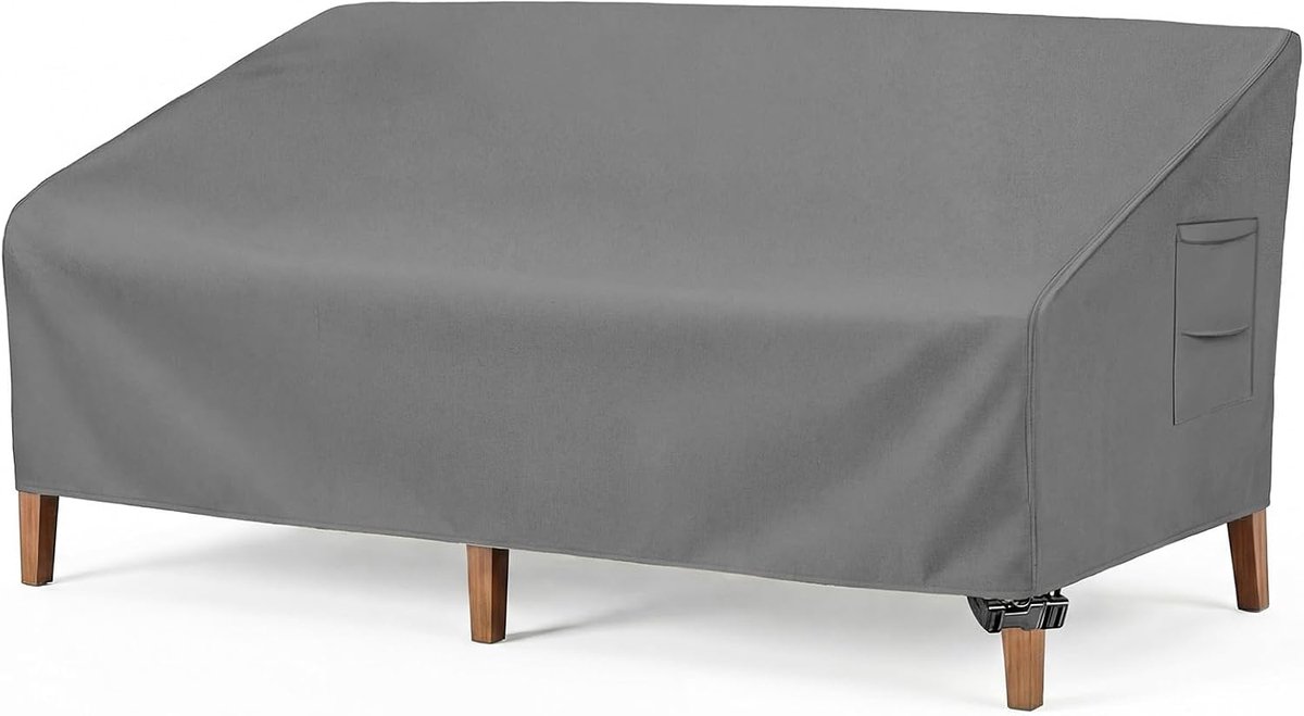 Robuuste bankhoes voor terrasbank, 100% waterdichte bankhoes voor 3-zits buitenbank, voor tuin- en terrasmeubilair met ventilatieopening en handvat, 152,4 x 88,9 x 88,9 cm (b x d x h), grijs