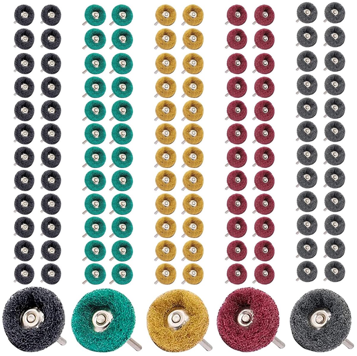 120 stuks 25 mm slijpschijf polijstschijf: schuurmiddel polijsten polijstschijf 80/150/240/400/600 korrel schuuropzetstukken voor Dremel reinigingsschijf polijstaccessoires voor rotatiegereedschap