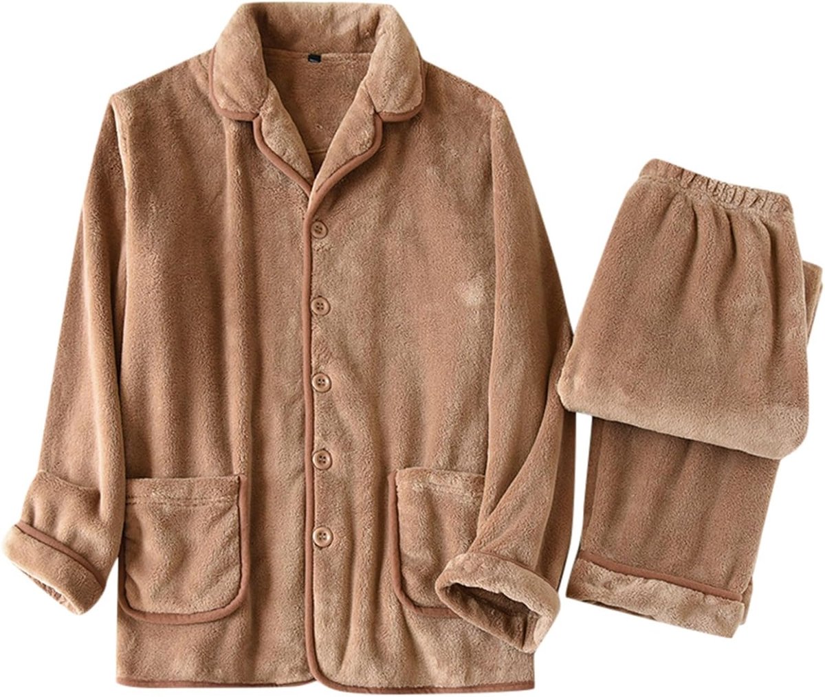 Herenpyjamaset van flanel, comfortabel en casual, dik, fleece, winter