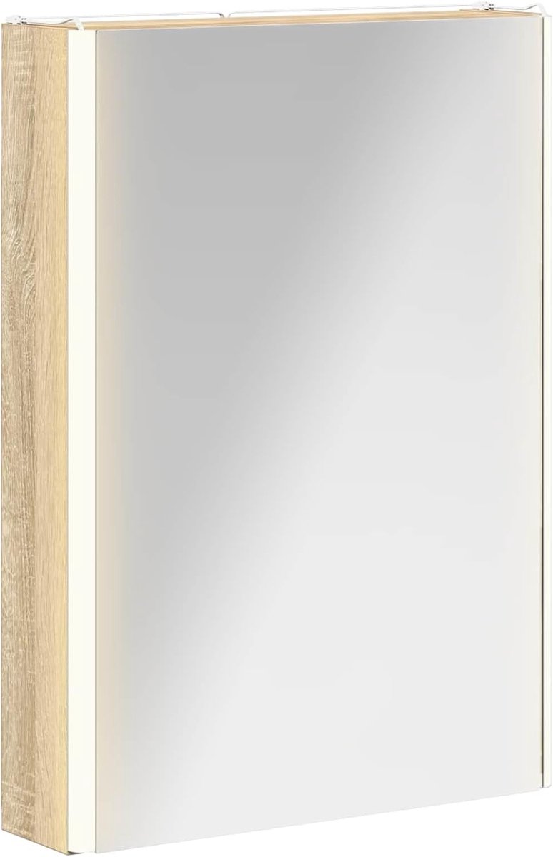 Badkamerspiegelkast Sonoma eiken 43 x 11,5 x 60,5 cm, spiegelkast badkamer wandspiegelkast voor familiebadkamer kleedkamer 889225