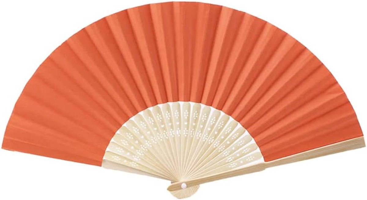 12 stuks handwaaiers voor bruiloft, kleurrijke vouwvakken, papieren waaiers, opvouwbaar, gastgeschenk, Aziatische decoratie voor doe-het-zelf zomer, bruiloftsdecoratie, geboortedag, feest, fotografie, wanddecoratie, oranje
