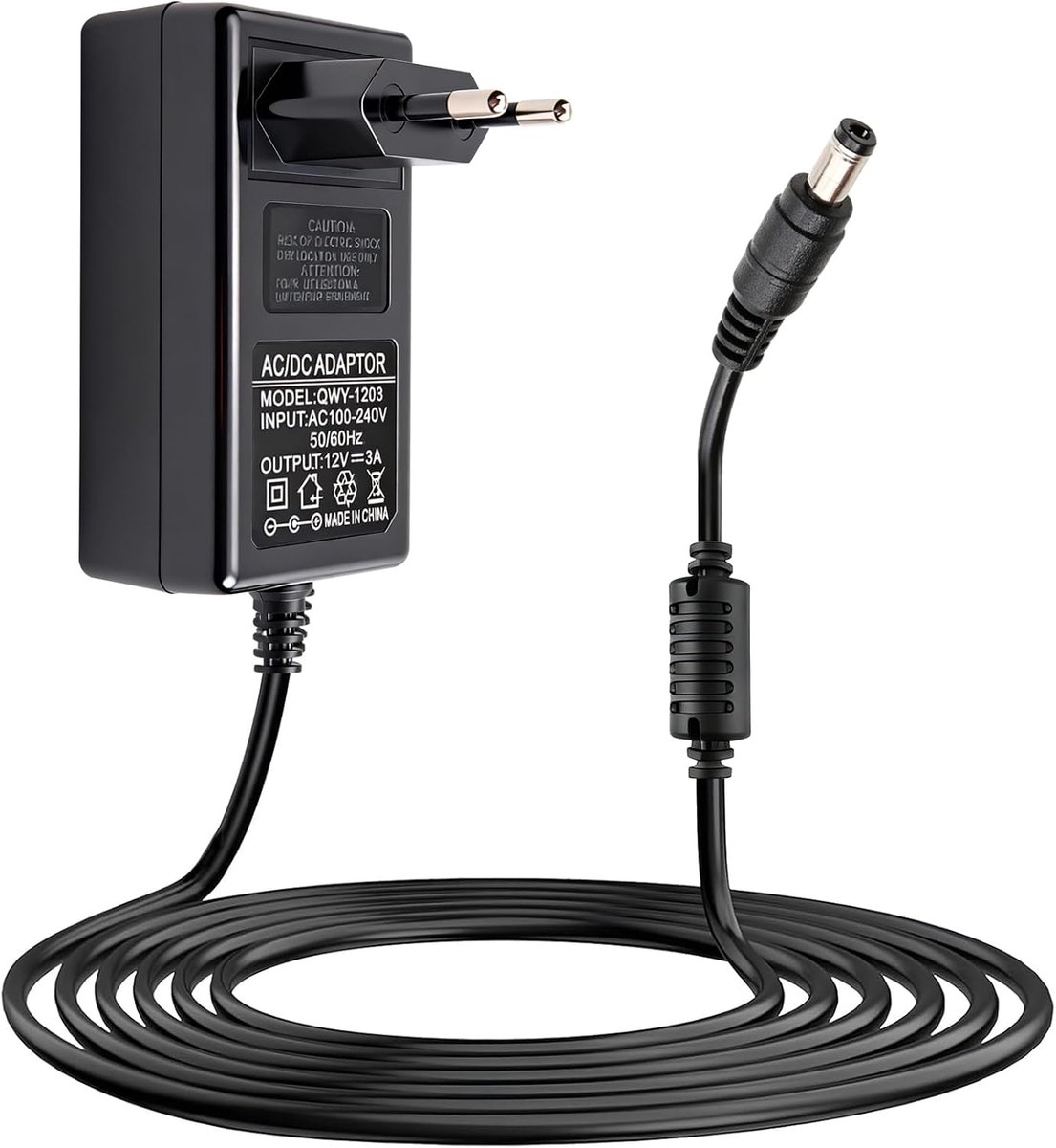 voedingsadapter, 12 V, 3 A, 36 W, AC-DC-aansluiting 5,5 x 2,1 mm