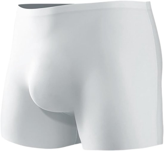 Witte, naadloze boxer met een voorgevormd kruis, gefotografeerd op een witte achtergrond.