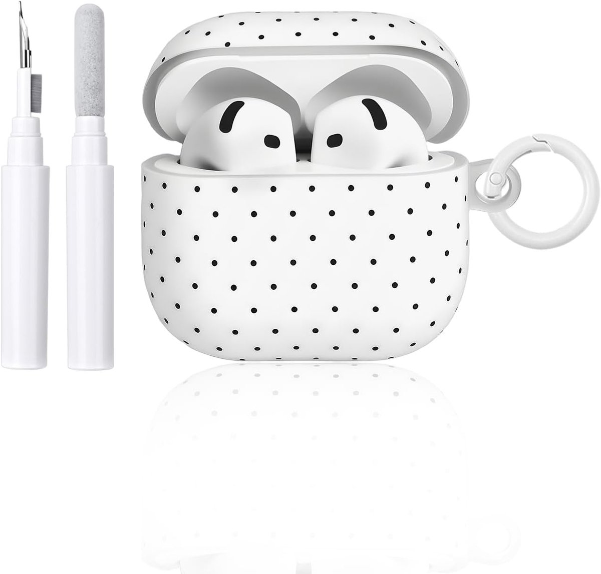 hoes voor AirPods Pro 3 met schoonmaakset, schattig stippen- en golfpatroon, esthetisch ontwerp, krasbestendige hoes met sleutelhang, zachte behuizing voor oordopjes en telefoon